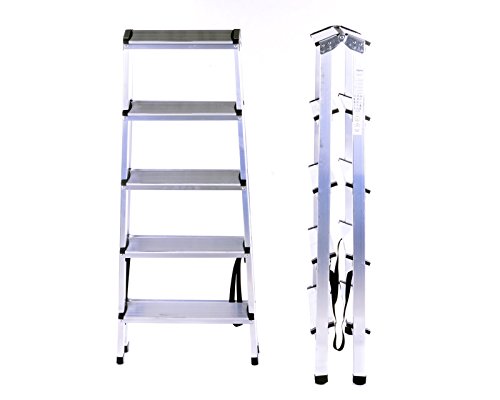 ALULEITER KLAPPLEITER 2×5 STUFEN STEHLEITER HAUSHALTSLEITER ZWEISEITIG - 4