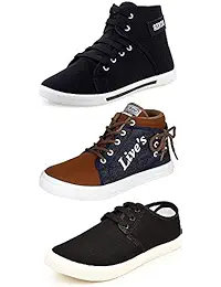 Tempo Men's Combo Pack of 2 Sneaker Shoes and 1 Loafers Shoes(BXR/Lives BRN/727)
