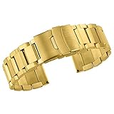 Luxus aus massivem Edelstahl Uhr band18mm / 20mm / 22mm / 24mm gebürstet für Mann Finish Uhrenarmband Gurt und Frauen, Gold 24mm