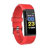 IGEMY ⌚Jugend/Frauen / Männer/Mädchen / Jungen/Studenten / Smart Wristband Schlaf Sport Fitness Schrittzähler Armbanduhr mit Bunten UI (Rot)