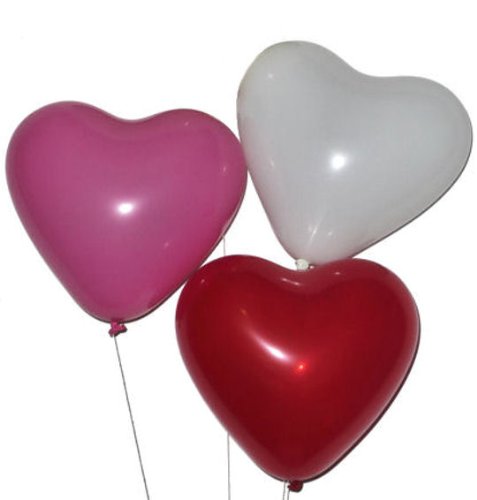 50 Stück LOLLIPOP® Latex-Herzballon, je 25 x rot + je 25 x weiß, ca. 25 cm Ø, ca. 60 cm Umfang - 4