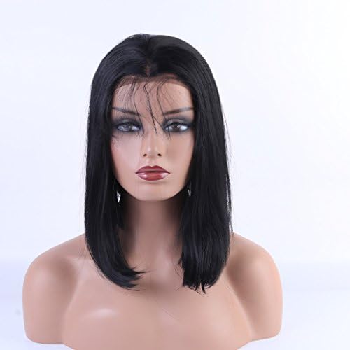 Evlynn Hair Short Bob Synthetic Lace Front Wigs Straight Hair Glueless Wig with Baby Hair For Black Women Heat Resistant Natural Black 10-14inch