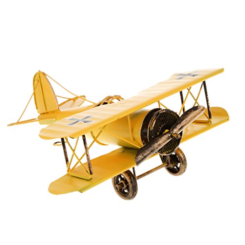 Preisvergleich Produktbild Sharplace Metall Flugzeug Modell 21x22x9.5cm Doppeldecker Militärflugzeug für Kinder - Gelb