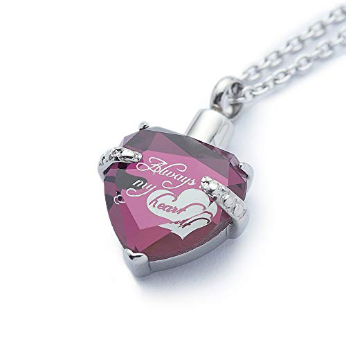 Collar Colgante de la cremación de la joyería de la urna Tallada para Las Cenizas humanas: Siempre en mi corazón- Always In My Heart