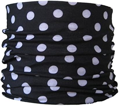 Multifunctional Headwear Polka, White Dots on Black Background