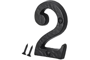 SISI UK® Black Cast Iron Numbers Front House Door Numbers with Antique Finish 3'' with Screws (Number 2)
