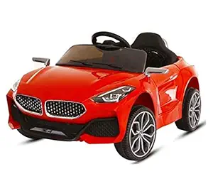 SBToys 12V Battery Operated Ride on Battery Car with Mobile Application Control and Remote Control , Swing Option, Lights and Music System for 1 to 5 Years Kids (RED}