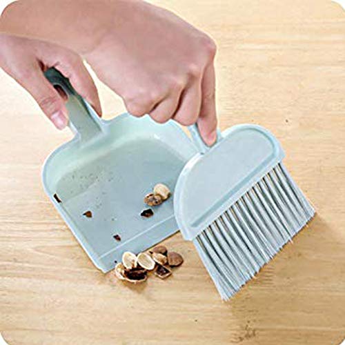 Indoor Mini Desktop Small Broom Dustpan Set - Household Soft Broom - Office Desk, Computer Keyboard Cleaning Brush Small Broom - Blue