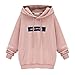 Produktbild Freizeit Top-Große Größe Mit Kapuze Brief Lose Fledermaus Lange Ärmel Sweatshirt-Damen Pullover Langarm Sweatshirt Patchwork Blumen Top Kurz Sweater-Jumper Oberteile-Kapuzen Bluse(Rosa,M)