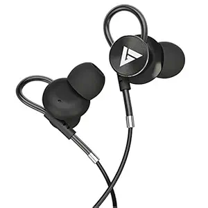 Boult Audio BassBuds Loop in-Ear Wired Earphones with 12mm Powerful Driver for Extra Bass with Customizable Ear Loop & Mic (Black)