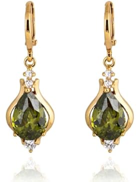 Yazilind Schmuck Elegante Einzigartiges Design 18K Gold Filled Inlay Glanzende Teardrop Grün Kristall baumeln...