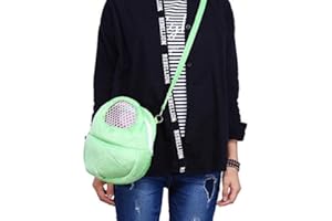 SHEENS Hamster Carrier, Portable Breathable Outgoing Travel Bag with Shoulder Strap Warm Sleeping Hanging Bag for Small Pets Hedgehog Sugar Glider Squirrel Rabbit[Green L]
