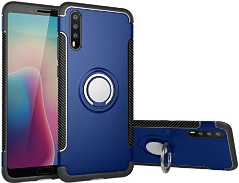 Huawei P20 Pro case silicone shockproof TPU+PC Double protection 360° Rotating kickstand Car Magnet cover case For Huawei P20 Pro (Blue)