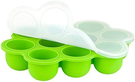 Silicone Baby Food Freezer Tray, Kaoriatoty Food Storage Container 10 Large Cups with Silicone Clip-on Lid, Eco Friendly&amp;Toxin and BPA Free &amp; FDA Approved, Oven and Dishwasher Safe