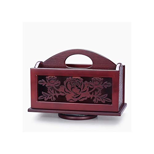 Preisvergleich Produktbild GLJSN Kreative Europäische Holz Handwerk Retro Dekoration Couchtisch Aufbewahrungsbox Rotary Fernbedienung Aufbewahrungsbox multifunktions Desktop Finishing Box (Color : Wine red)