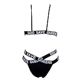 DODOING Sexy Strand Damen Frauen Letter Printed Bandage Bandeau Bikini Set Badeanzug Bademode - 3