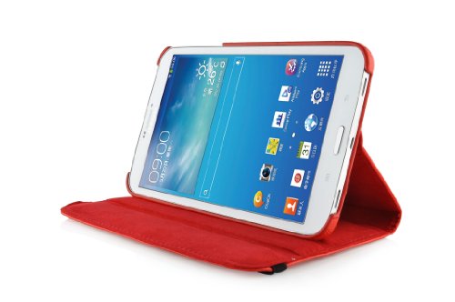 JAMMYLIZARD | ROT 360 Grad rotierende Lederhülle Smart Case für das Samsung Galaxy Tab 3 8.0 voll kompatibel mit der Sleep-Funktion, inkl. Displayschutzfolie - 3