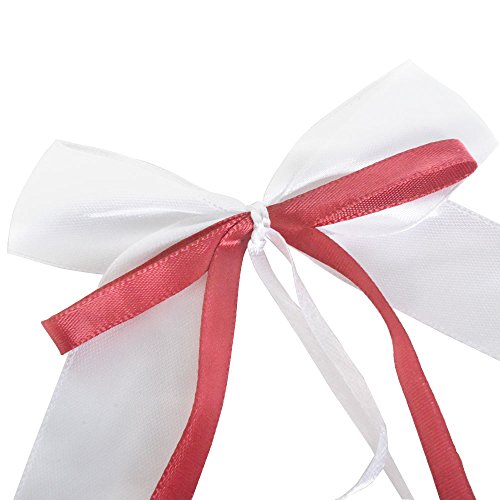 30 x Antennenschleifen Weiss & bordeaux Autoschmuck Autoschleifen Hochzeit Party - 2