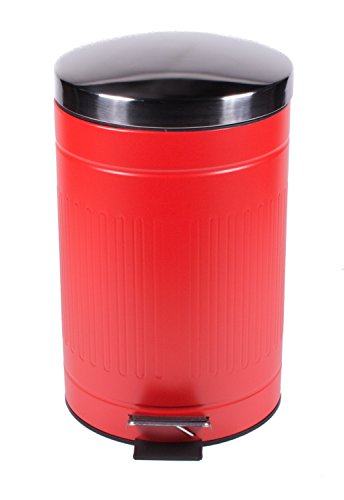 Treteimer Mülleimer Abfalleimer 12l aus Metall rot - 2