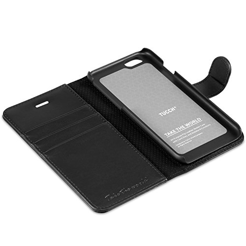 iPhone 6S Case,iPhone 6S Leather Case,TUCCH [Lifetime Warranty] Premium Folio Leather Wallet Case with [Kickstand] [Card Slots] [Magnetic Closure] Flip Notebook Cover Case for iPhone 6/6S-Black