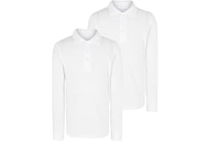 LUXE DIVA Girls School Polo Shirt - Long Sleeve Cotton PE Top | Uniform T-Shirt for Ages 3-16 Years | Breathable Summer & Winter Wear (White, Sky Blue)