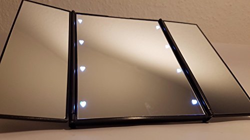 Aodoor Make Up Spiegel, 3 Seitig Faltbare Beleuchtet Schminkspiegel mit 8-LEDs für Make up und Rasur, die Reise oder das Bad (Einschließlich Batterien) - 9