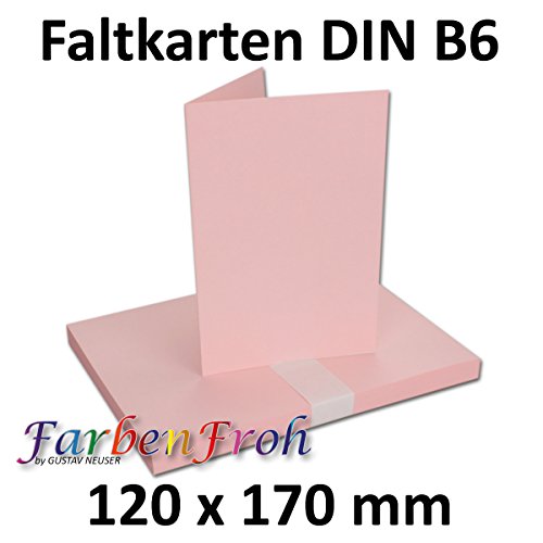 DIN B6 Faltkarten Doppelkarten - Rosa | 25 Stück | Einladungskarten - Menükarten - Blanko | 17 x 12 cm | formstabil | Printable für Drucker geeignet | PREMIUM Qualitätsmarke: NEUSER FarbenFroh