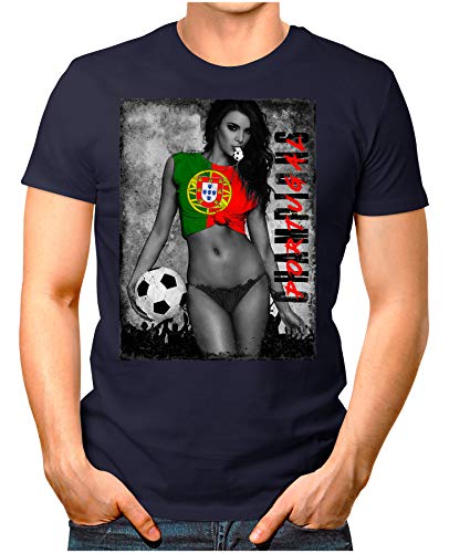 Legendary Items™ – Portugal-Champions – Herren T-Shirt EM 2020 Sexy Girl Frau Fußball Trikot Lissabon Vintage Navy XXL
