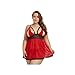 Produktbild PlusMiss Plus Size Sexy Transparent Babydoll Chemise Dress Sex Hot Erotic Lingerie Costume Big Size Lace See Through Baby Doll Red XL