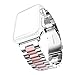 Produktbild Armband für Apple Watch Series 3 Cellular 38mm, MeiC Power Luxus Roségold Edelstahl uhrenarmband Smart iWatch Sportuhrband Ersatzzubehör mit Klassische Doppelfaltschließe aus Metall für Apple Watch Series 1 (2015) / Series 2 (2016) / Series 3 (2017) (Nicht fit für 42mm Version)