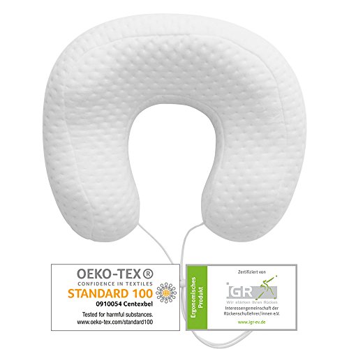 sofi Nackenhörnchen | Orthopädisches & ergonomisches Reisekissen | aus viscoelastischem Gelschaum | Thermoregulierender Bezug | Reise Nackenkissen /Kopfkissen für Flugzeug, Auto, Zug 31x28x12 cm - 4