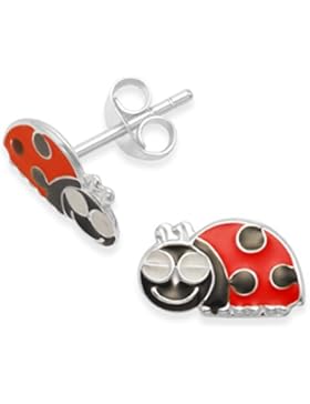 Kinder - Ohrringe Marienkäfer-Design, Sterling-Silber - Größe 11mm x 6mm