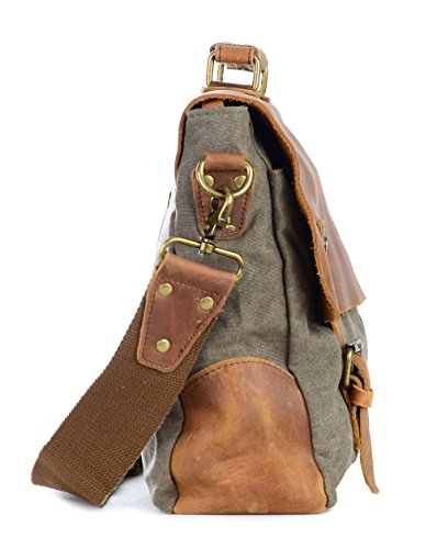 Gootium Vintage Umhängetasche Canvas Leder Messengertasche Schultertasche Laptoptasche Notebooktasche - 8