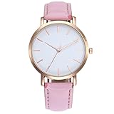 CLOOM Damen Uhren Fossil Rosegold Einfache Elegante Uhr Damen Rosegold Damen Quartz Analog Armband 1 Cent Artikel Armbanduhr Lederband Dekoration Sportuhr Wasserdicht Alugehäuse Quarzwerk (Rosa)