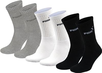 Puma 112121001 - Chaussettes de sport - Lot de 6 - Homme - Gris (Grey/White/Black) - FR: 39-42 EU