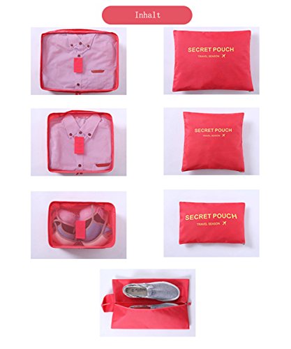 Kleidertaschen-Set 6-teilig Reisetasche in Koffer Wäschebeutel Schuhbeutel Kosmetik Aufbewahrungstasche Farbwahl - 2