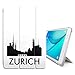 Produktbild STPlus Zürich, Schweiz Stadt Skyline Silhouette Postkarte Smartcover Schutzhülle Schutz Hülle Case mit Standfunktion / Sleep / Wake up für Samsung Galaxy Tab E Lite 7" / Samsung Galaxy Tab 3 Lite 7" (T110 Series, T111 Series, T113 Series, T116 Series)