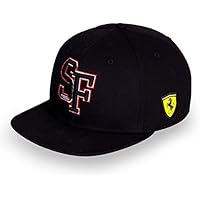 Ferrari Black SF Flat Brim Adjustable Snap Back Hat by Ferrari