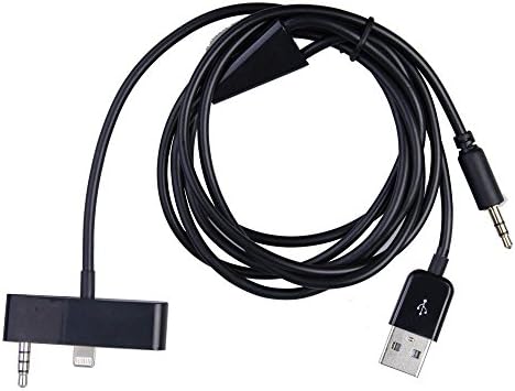 (Black) 8 Pin Lightning 3.5MM with USB AUX Audio Car Cable for iPhone 6Plus 6S Plus/5.5inch
