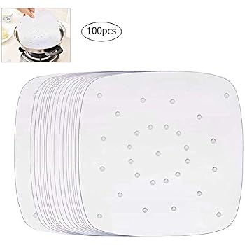 100 fogli per friggitrice ad aria in bambù 23 cm TreA2SURE per cottura a  vapore in pergamena per friggitrici ad aria teglie per torte Accessori e  utensili per pasticceria Casa e cucina