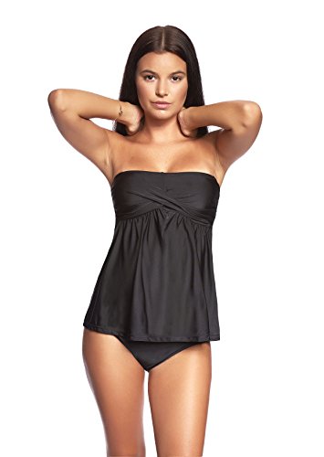 Figurwunder / Damen Bandeau Push Up Tankini / Slip / Bauch Weg Effekt / gefütterte Cups / Badeanzug / Cut Out / f5281 - 2