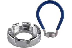 BRAMBLECO 6 in 1 Bike Tools - Bicycle Spoke Wrench Tool - Bike Repair Kit with Spoke Wrench & Rim Correction Tool - 10-15 Gauge Spanner for Bicycle - Electric Vehicle Wheel Maintenance (Silver+Blue) - Perfect