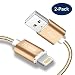 Produktbild Hunletai Lightning auf USB Kabel Metall Schnellladung iPhone Ladekabel Gold 1m 2 Stk