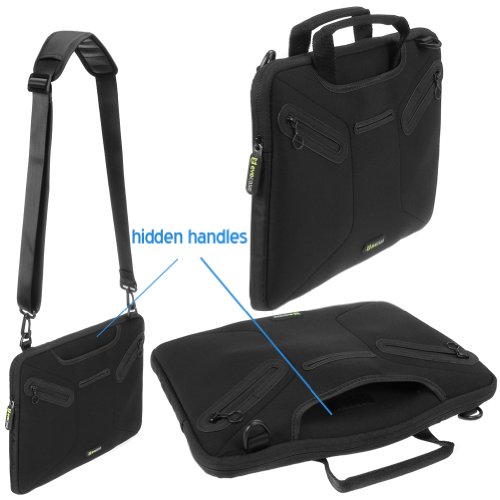 Notebooktasche 13.3 | Evecase 13.3 Zoll Universal Laptop Schutzhülle Aktentasche mit Neopren Außenmaterial, Verdeckbare Griffe, Zubehörfächer für Notebook – Schwarz - 4