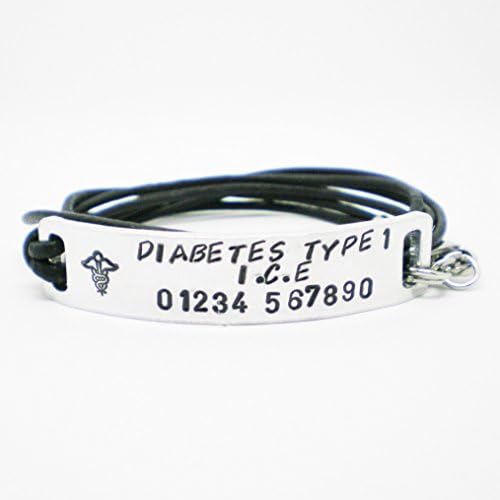 Medical ID Leather Wrap Bracelet Hand Stamped