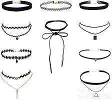 Yistu Lot de 10 Collier ras du cou Ensemble &Eacute;tendue Velours Classique gothique Tatouage Choker dentelle