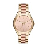 Goldenes Edelstahlarmband glänzend und gebürstet mit roségoldenen Elementen in der Mitte - Faltschließe