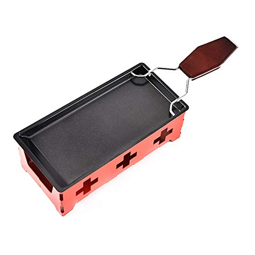 Fablcrew 1Pcs Mini Appareil à Raclette à Bougie Chauffe-Plat Pliable à Raclette pour 2 Personnes (Rouge)