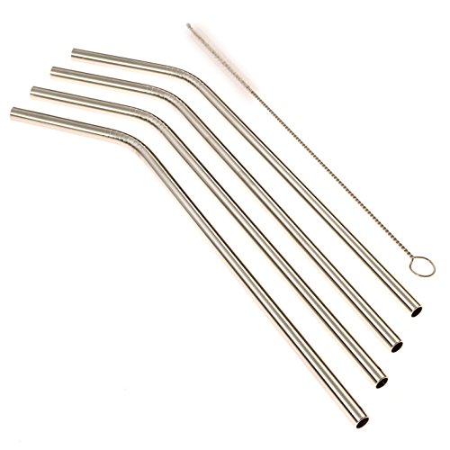 Stainless Steel Drinking Straws , Reusable Drinking Straws - Set of 4 with a Free Cleaning Brush Included.