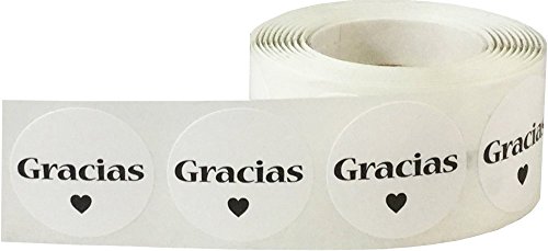 Blanco Circulo con Negro Gracias Pegatinas 25 mm 1 Pulgada Redondo 500 Etiquetas en un Rollo Blanco Circulo con Negro Gracias Pegatinas 25 mm 1 Pulgada Redondo 500 Etiquetas en un Rollo